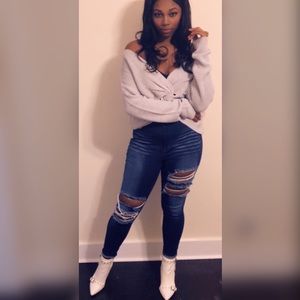 tie knot off the shoulder sweater (3 colors avail)